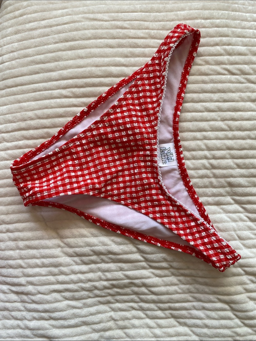 🌼 Wild Fable Red and White Gingham Bikini Bottom with lace waist detailing small